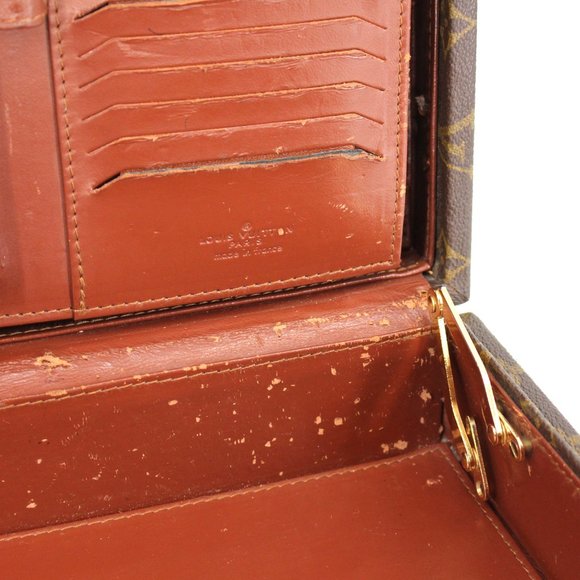Louis Vuitton Attache Briefcase Trunk Brown Tan Leather LV Monogram President - Picture 8 of 9